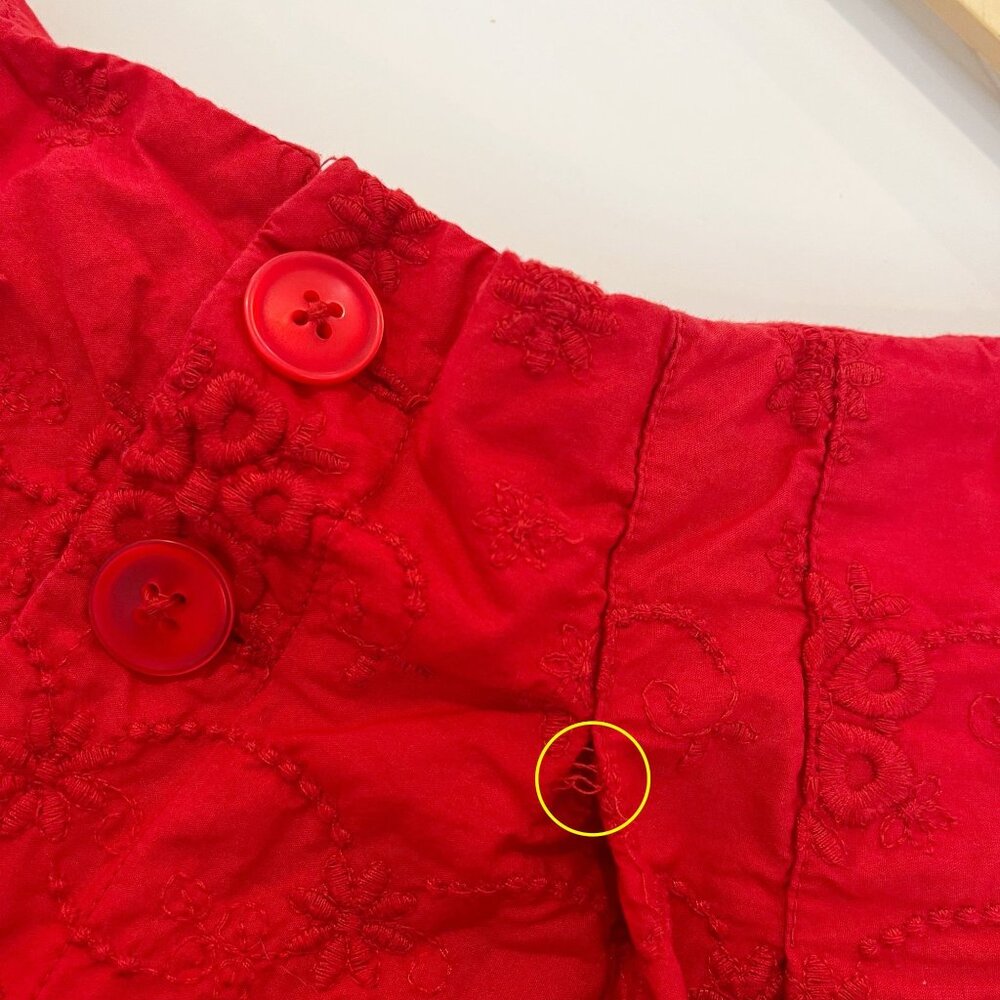 Free People How Sweet Shorts Red High Rise Pleated Eyelet Boho Festival MEDIUM - Picture 10 of 10